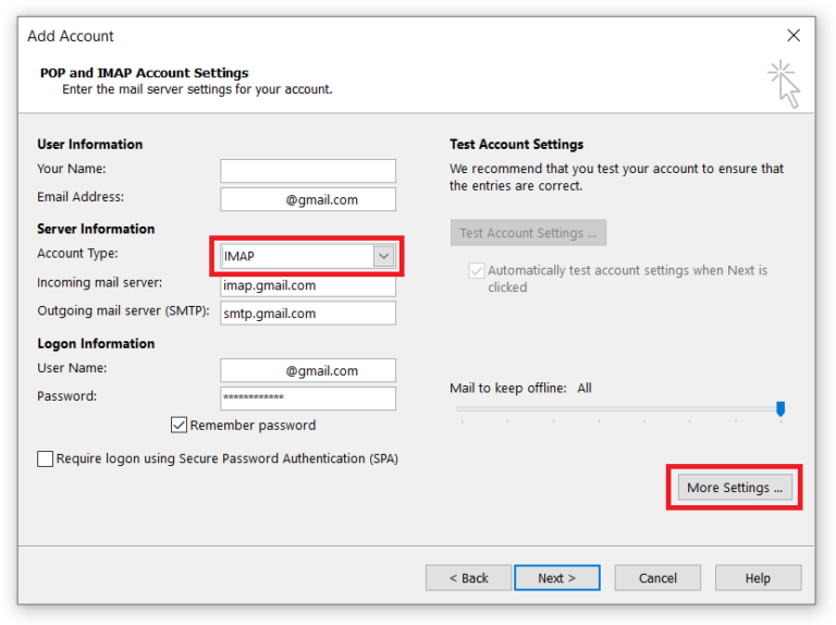 outlook cannot connect to gmail pic 4